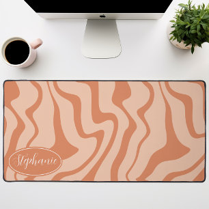 Retro Moderne Abstracte Marmeren Swirl Peach Bureaumat