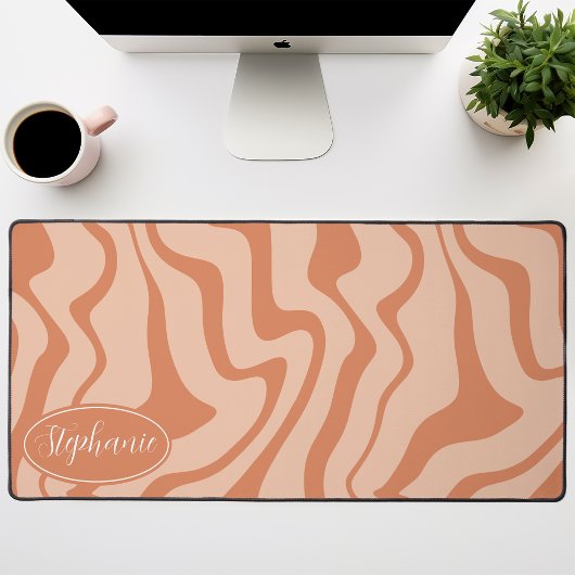 Retro Moderne Abstracte Marmeren Swirl Peach Bureaumat