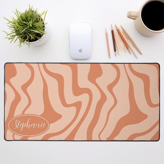 Retro Moderne Abstracte Marmeren Swirl Peach Bureaumat