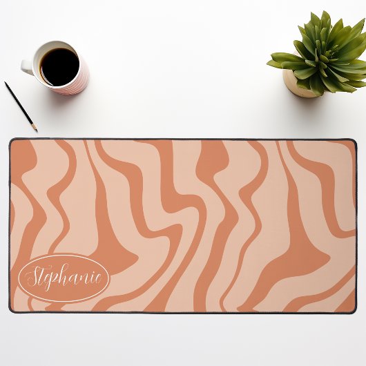 Retro Moderne Abstracte Marmeren Swirl Peach Bureaumat