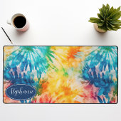 Retro Moderne Abstracte Regenboog Waterverf Tie Dy Bureaumat