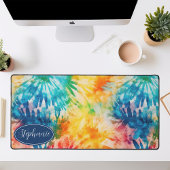 Retro Moderne Abstracte Regenboog Waterverf Tie Dy Bureaumat