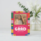 Retro Moderne Afstudeerfoto Uitnodiging Afstuderen (Staand voorkant)