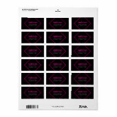 Retro-Moderne Art Deco | Roze & Zwarte Adres  Etiket (Full Sheet)