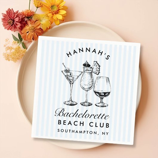 Retro Moderne Bachelorette Zwart Papier Servetten