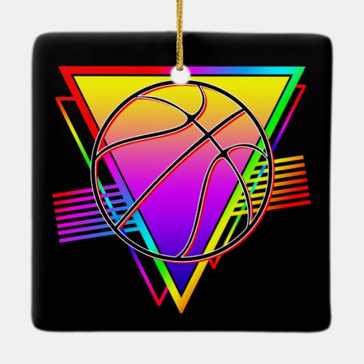 Retro moderne basketbal keramisch ornament (Achterkant)