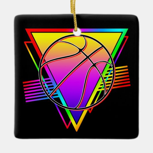 Retro moderne basketbal keramisch ornament (Voorkant)