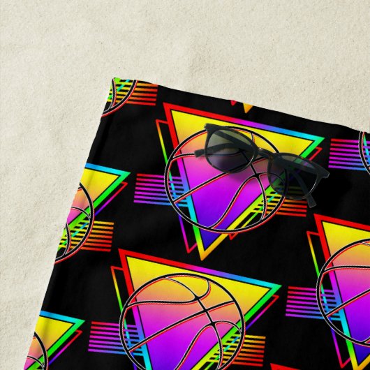 Retro moderne basketbal strandlaken (In situ)