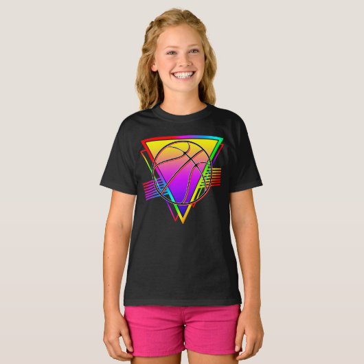 Retro moderne basketbal t-shirt (Voorkant volledig)