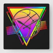 Retro moderne basketbal vierkante klok (Voorkant)