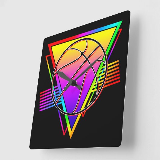 Retro moderne basketbal vierkante klok (Hoek)