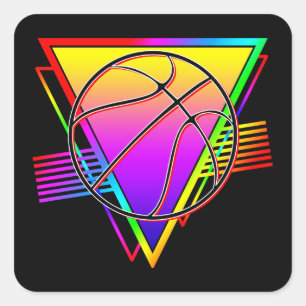 Retro Moderne Basketbal Vierkante Sticker