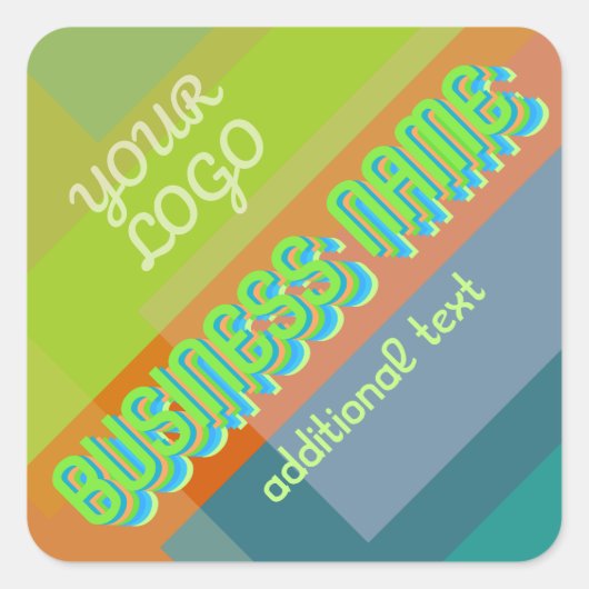 Retro-moderne bedrijfsnaam & geometrische vormen vierkante sticker (Voorkant)