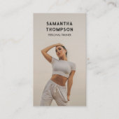 Retro Moderne Beige Persoonlijke Trainer Fitness F Visitekaartje (Voorkant)