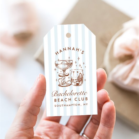 Retro Moderne Blauwe & Bruine Meisjesuitje Weekend Cadeaulabel
