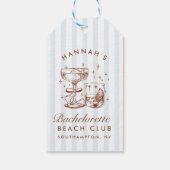 Retro Moderne Blauwe & Bruine Meisjesuitje Weekend Cadeaulabel (Achterkant)