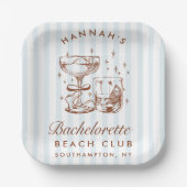 Retro moderne blauwe & bruine vrijgezellenfeest we papieren bordje (Voorkant)