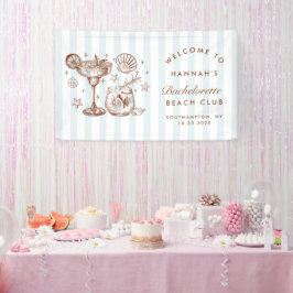 Retro moderne blauwe & bruine vrijgezellenfeest we spandoek