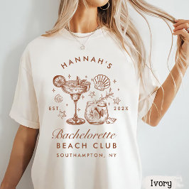 Retro moderne blauwe & bruine vrijgezellenfeest we t-shirt
