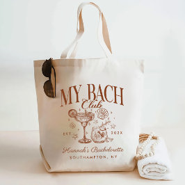 Retro moderne blauwe & bruine vrijgezellenfeest we tote bag