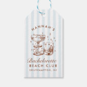 Retro moderne blauwe & bruine vrijgezellenweekend cadeaulabel (Voorkant)