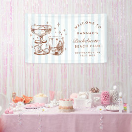 Retro moderne blauwe & bruine vrijgezellenweekend spandoek