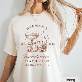 Retro moderne blauwe & bruine vrijgezellenweekend t-shirt