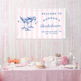 Retro Moderne Blauwe Cocktail Bachelorette Spandoek