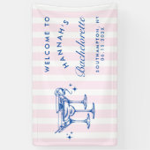 Retro Moderne Blauwe Cocktail Bachelorette Spandoek (Verticaal)