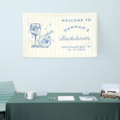 Retro Moderne Blauwe Cocktail Bachelorette Spandoek (Beurs)