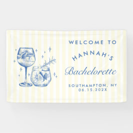 Retro Moderne Blauwe Cocktail Bachelorette Spandoek