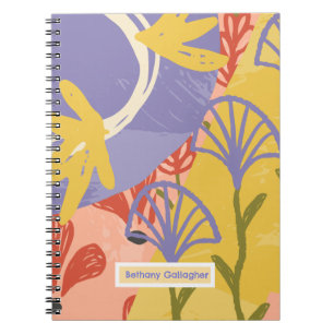 Retro moderne bloemen Gepersonaliseerde Abstract Notitieboek
