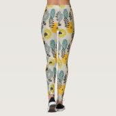 Retro Moderne Bloemen op Grijs Leggings (Achterkant)