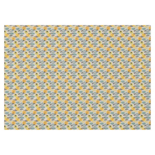 Retro Moderne Bloemen op Grijs Tafelkleed (Voorkant (Horizontaal))