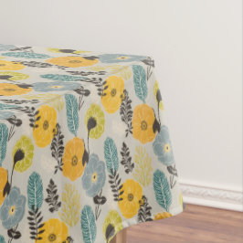 Retro Moderne Bloemen op Grijs Tafelkleed