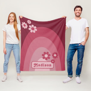 Retro Moderne Boog Naam Roze Fleece Deken