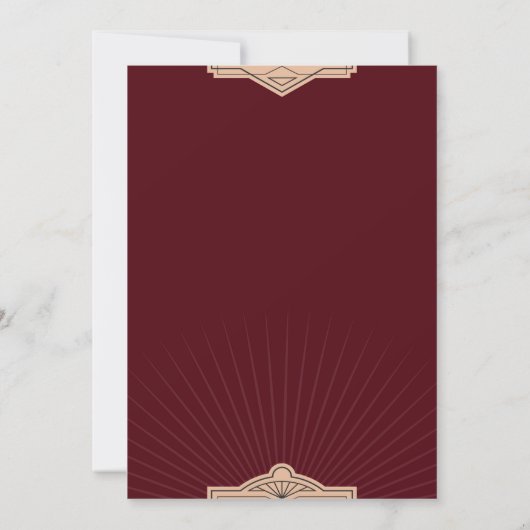 Retro Moderne Bourgogne Rusty Art Deco Bruiloft Kaart (Achterkant)
