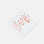 Retro Moderne Bruidsmeisje Oranje & Blauw Servet (Hoek)