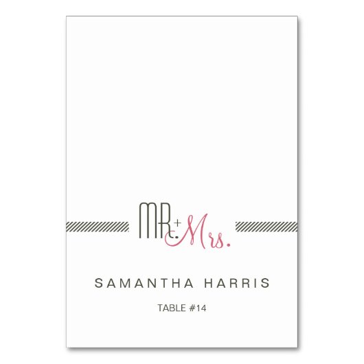 Retro Moderne Bruiloft Escort Place Card Kaart (Voorkant)