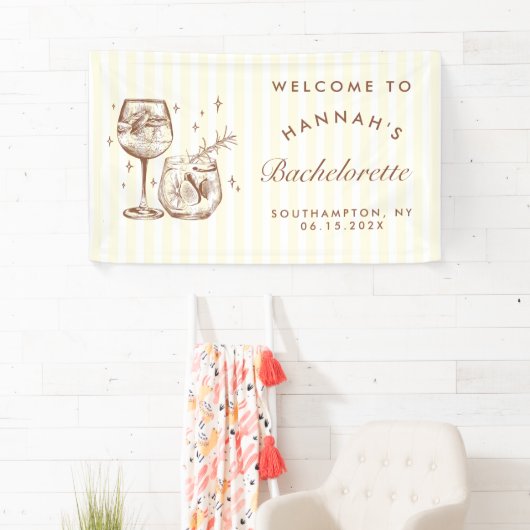 Retro Moderne Bruine Cocktail Bachelorette Spandoek (Insitu)