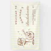 Retro Moderne Bruine Cocktail Bachelorette Spandoek (Verticaal)