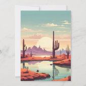 Retro Moderne Cactus Bruiloft Kaart (Achterkant)