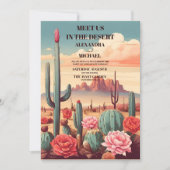 Retro Moderne Cactus Bruiloft Kaart (Voorkant)