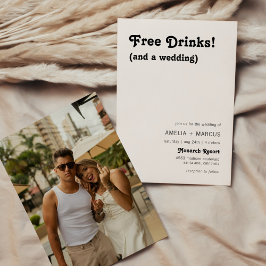 Retro Moderne Chic Gratis Dranken Bruiloft Kaart
