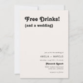 Retro Moderne Chic Gratis Dranken Bruiloft Kaart (Voorkant)