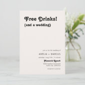 Retro Moderne Chic Gratis Dranken Bruiloft Kaart (Staand voorkant)