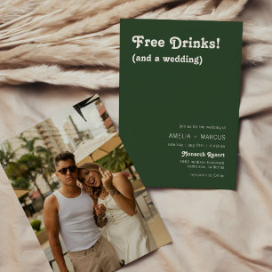 Retro Moderne Chic Gratis Drankjes Donkergroene Hu Kaart