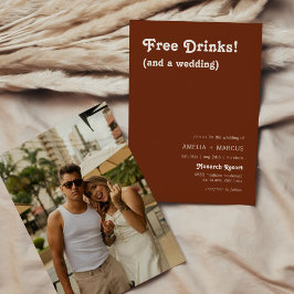 Retro Moderne Chic Gratis Drankjes Terracotta Trou Kaart