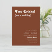 Retro Moderne Chic Gratis Drankjes Terracotta Trou Kaart (Staand voorkant)