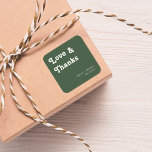 Retro moderne chique bruiloft dank u vierkante sticker<br><div class="desc">Dit eenvoudige maar retro ontwerp is eenvoudig aan te passen aan uw behoeften! Wijzig de tekst eenvoudig met uw eigen tekst. Je kunt zelfs verder gaan en meer toevoegen! Zazzle's design tool is ongelooflijk eenvoudig te gebruiken. Klik op "Personaliseer deze Sjabloon" en "Bewerken met ontwerpgereedschap" om uw eigen aangepaste product...</div>